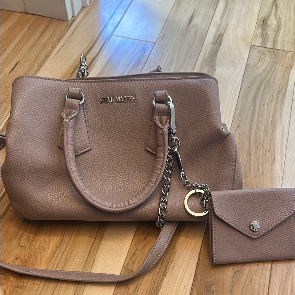 Steve Madden Leather Handbag with Chain Detail